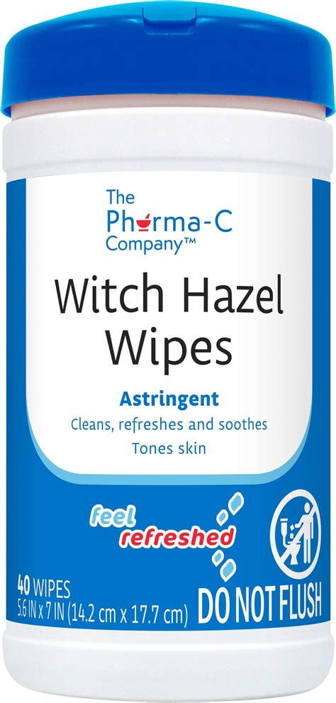 Amazon.com: The Pharma-C Company Witch Hazel Wipes [40 Wipes] - Daily Toner & Astringent ...