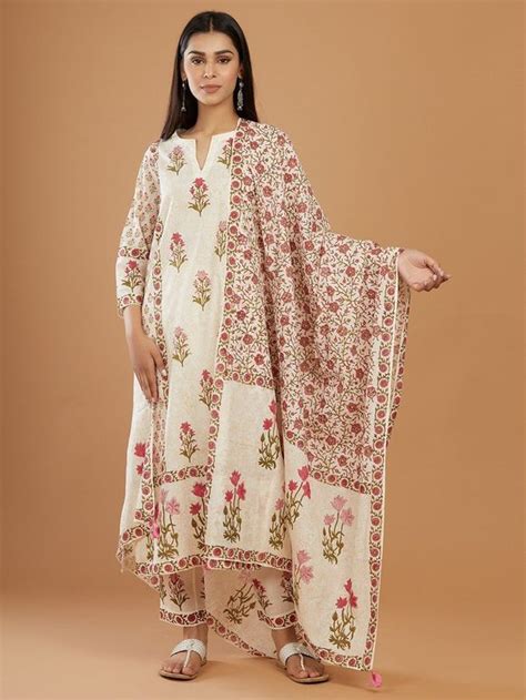 Buy Off White Pink Printed Cotton Kurta | SB00259K/SHAB22 | The loom