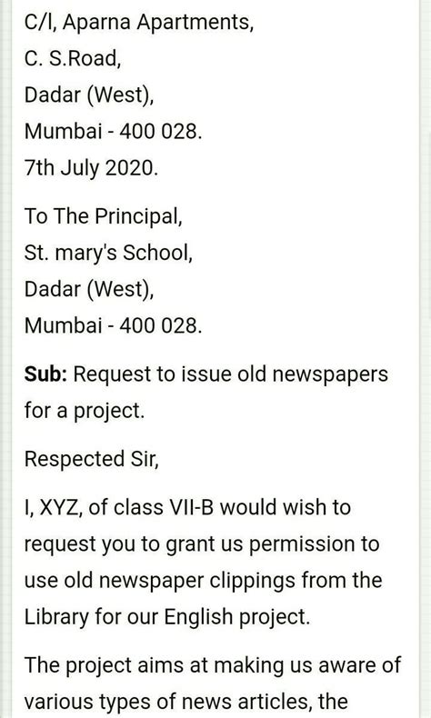 9. (a) Write a letter to your Class Teacher Principal requesting ...
