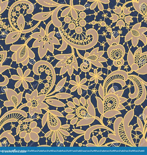 Gold Lace Seamless Pattern. Stock Vector - Illustration of fragility ...