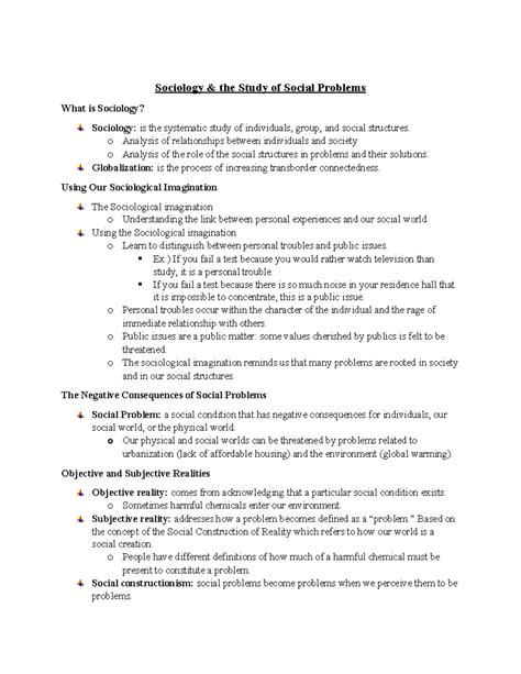 Sociology and the study of Social Problems - Sociology & the Study of ...