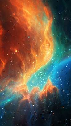 Orange Space Phone Wallpaper by Orange Blue Colorful Nebula Illustration Iphone 5 Orange Space Phone Wallpaper