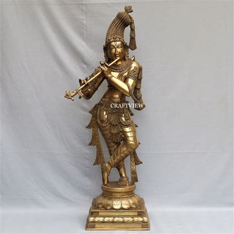 Brass Krishna Artistic Statue. 36" – Craftview