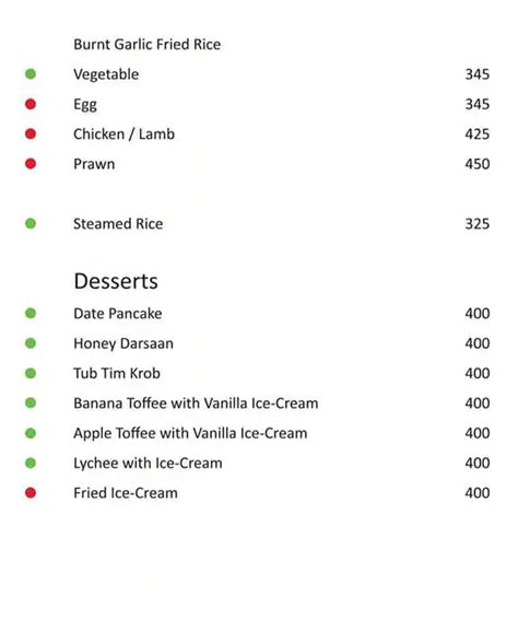 Menu at Tamari - Vivanta Goa, Dona Paula
