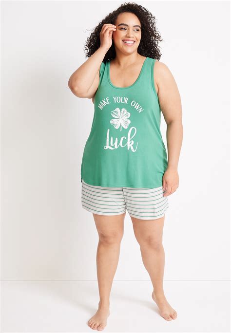 Make Your Own Luck Graphic Tank And Shorts Pajama Set | maurices