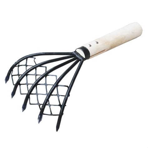 Buy KiKiYe Clam Rake With Net 5 Claws Wooden Handle Rake Digging Tool ...