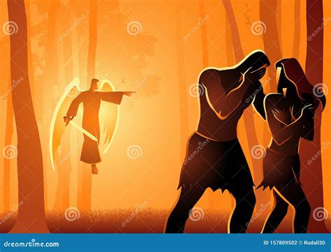 Adam and Eve Expelled from the Garden Stock Vector - Illustration of ...