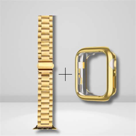 Stainless Steel Watchband & Case Set Combo For iWatch ( Gold Color ...