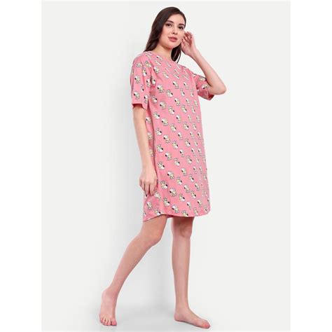 Buy Bedtime Story Pink Peanut Sweet Dream Aop Night Dress Online