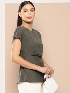 CHEMISTRY Casual Solid Women Grey Top - Buy CHEMISTRY Casual Solid ...