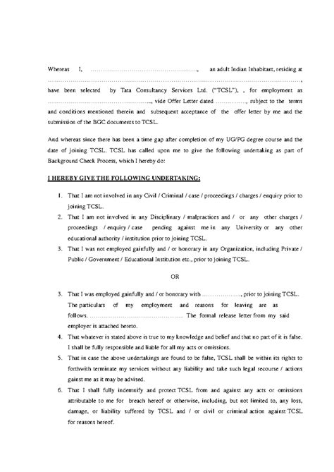Non-Criminal Affidavit for Employment with TCSL - Background Check ...