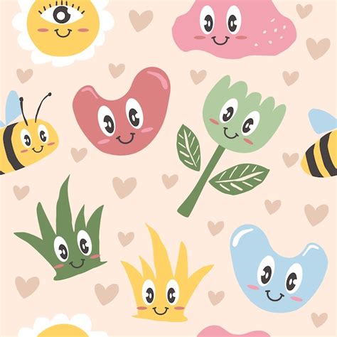 Cute doodle cartoon pattern designs | Premium Vector