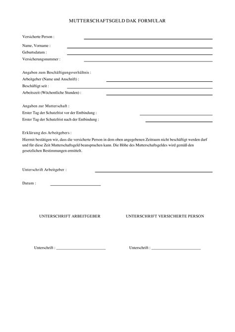 Mutterschaftsgeld Dak Formular