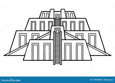 Mesopotamian Ziggurat Drawing