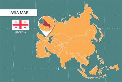 Georgia map in Asia zoom version, icons showing Georgia location and flags. 19476130 Vector Art ...