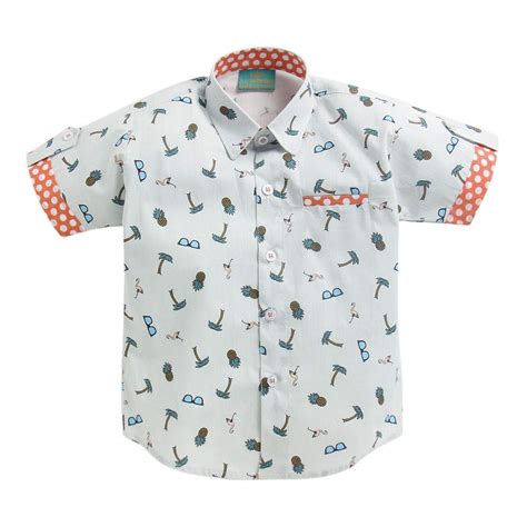 Hopscotch Lil PITAARA Boys' Overall Print Half Sleeves Shirt in Off ...