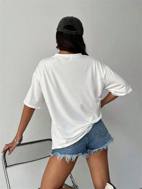 SXV 'Le croissant’ Printed Cool Aesthetic Oversized Baggy T-shirt ...