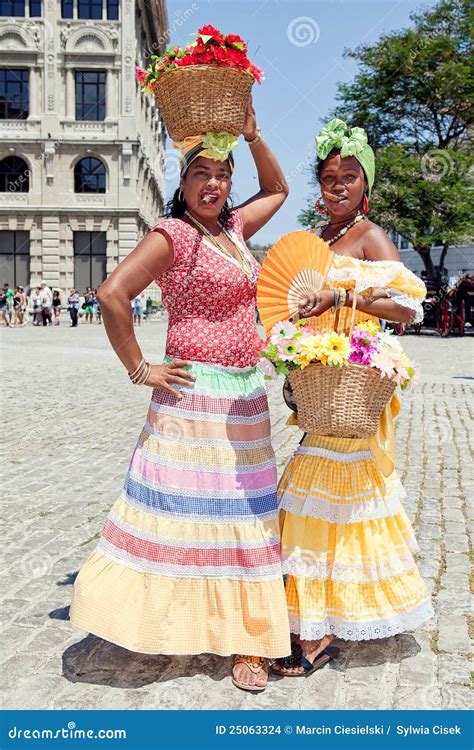 Cuban Women Wearing Traditional Dresses Editorial Stock Image - Image ...
