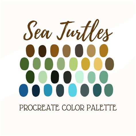 Procreate Color Palette - Sea Turtles - Etsy en 2025 | Palette de couleurs, Couleur, Tortue de mer