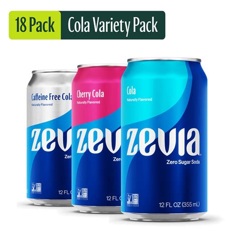 Zevia Zero Sugar, 0 Calorie Cola Soda Pop Variety Pack, 18 Pack 12 fl ...