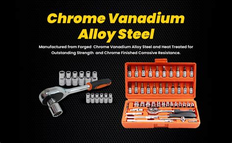 MAF Heavy Duty 1/4" Combinational Ratchet Socket Wrench Spanner 46 ...