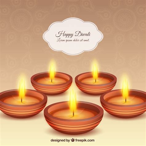 Background with many flames of diwali | Free Vector