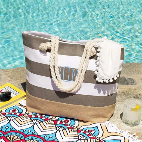 Custom Embroidered Cotton Canvas Beach Tote Bag - Wholesale