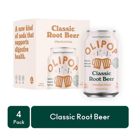 OLIPOP Classic Root Beer Prebiotic Soda, Low Sugar, Digestive Health ...