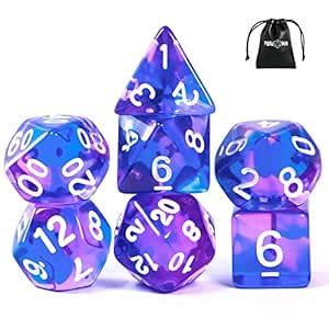 Poludie 7-Die DND Dice Set Polyhedral Dice Set with a Leather Dice Bag ...