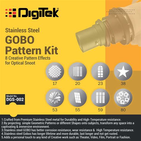 Buy Digitek (DGS 002) Stainless Steel GOBO Pattern Kit with 8 Creative ...