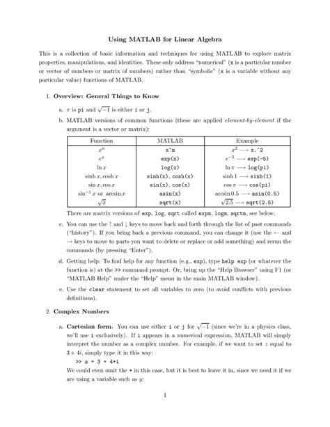 Image result for MATLAB Linear Algebra Function