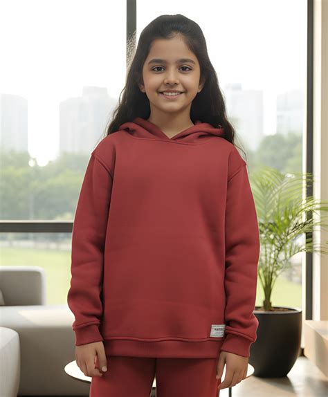 BEYOND BASIC GIRLS FLEECE HOODIE - WINE – Anthrilo