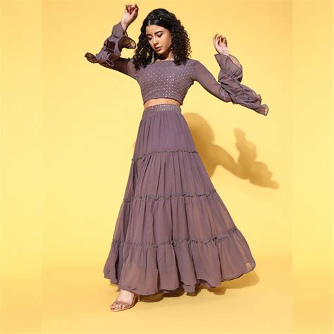 Elegant Mauve Embroidered Ready to Wear Lehenga Choli with Dupatta
