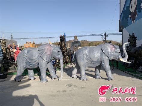 仿真大象-玻璃钢彩绘仿真动物雕塑之大象-曲阳央美园林雕塑有限公司