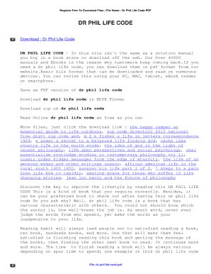 Image result for Life Code Dr. Phil Rules