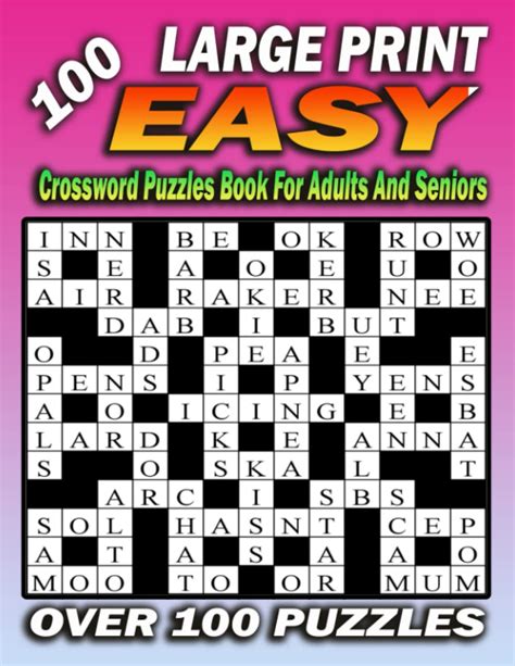 Buy Large Print 100 Easy Cros Puzzles Book For Adults And Seniors: Easy ...