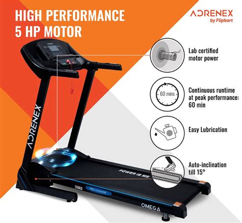 Buy Adrenex Omega Pro: Black Treadmill with Auto Incline – GlobalBees Shop