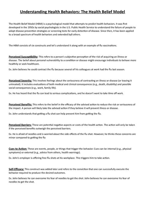 Understanding Health Behaviors - It was first developed in the 1950s by ...