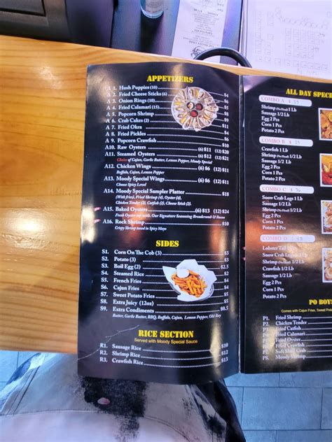 Menu at The Moody Crab restaurant, Decatur
