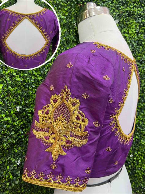 Handwork designer Ari work blouse purple color – SurpriseLadies blouse