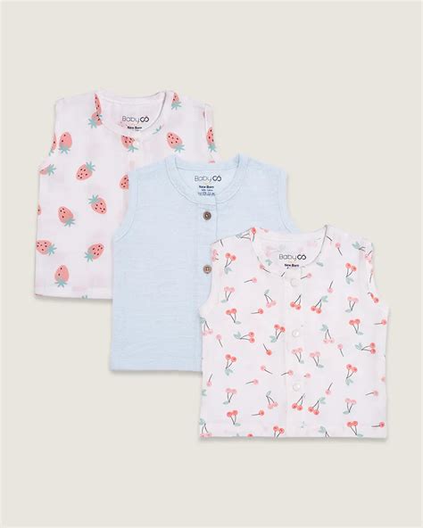 BabyCo Organics White, Blue & Multicolor Jhabla-Strawberry-Rush, Solid ...