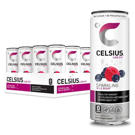 Buy CELSIUS Sparkling Wild Berry Fitness Drink, Zero Sugar, 12oz. Slim ...