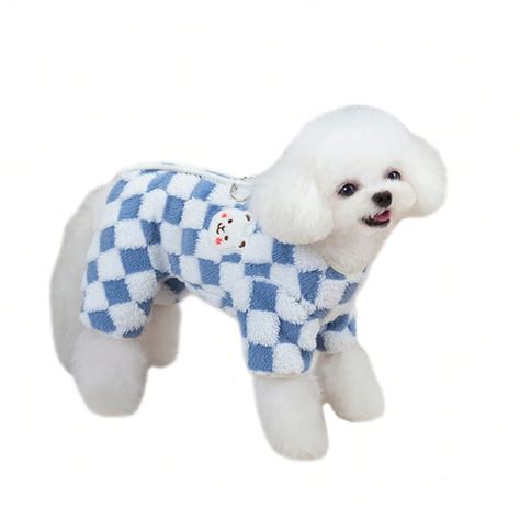 Cute Dog Fleece Sweatshirt Checkered Four-Legged Winter Warm Pet ...
