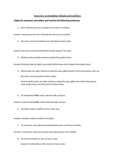 Image result for Modifiers Exercises