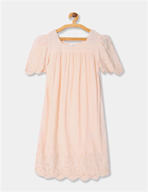 Girls Square Neck Schiffli Dress – U.S. Polo Assn. India