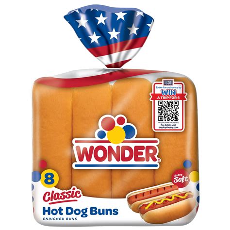 Wonder Bread Classic Hot Dog Buns, White Bread Hot Dog Buns, 8 Count ...