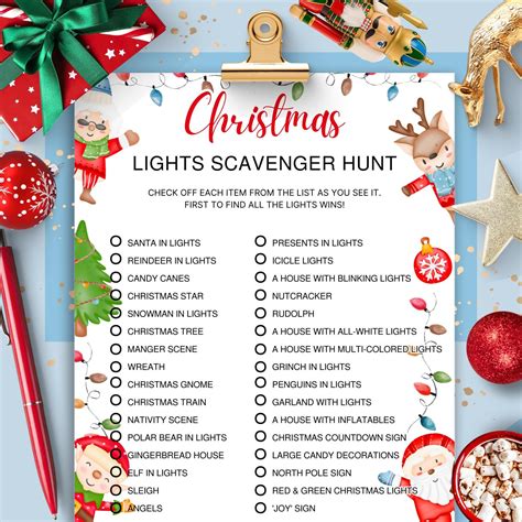 Christmas lights scavenger hunt kids christmas games printable ...
