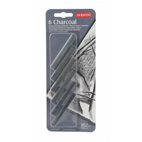 Derwent Compressed Charcoal Drawing Blocks Blister, Solid Charcoal ...