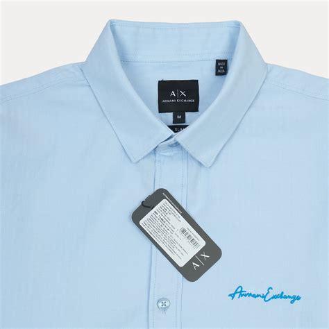 Armani Exchange Light Blue Button-Up Shirt with Logo – Offracks