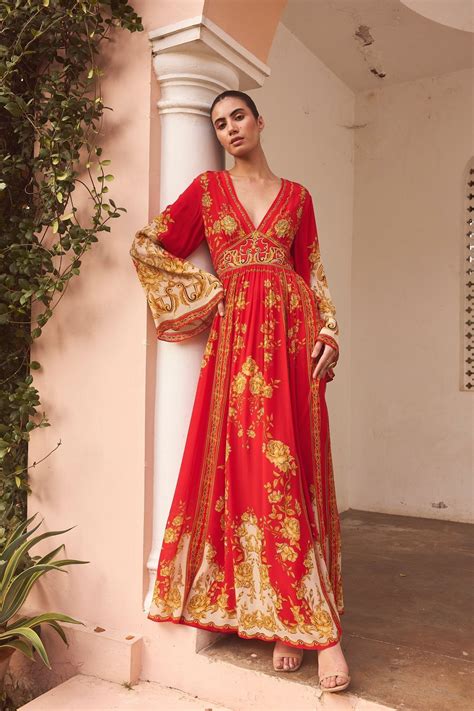 ORIENTAL NIGHTFALL MAXI DRESS W FLARED SLEEVES – Zariaah